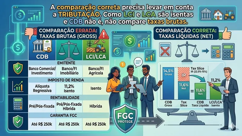 Pessoa comparando produtos de renda fixa CDB LCI LCA