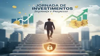 Um homem subindo uma escada rumo as nuvens sinalizando a prosperidade em sua vida