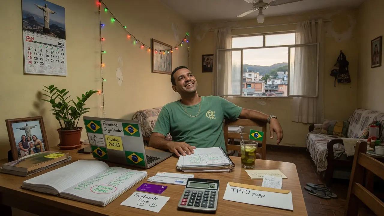 Pessoa aliviada após reorganizar as finanças e avançar na saída das dívidas