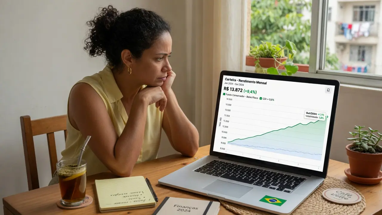 Gráfico estável representando investimento conservador com foco em segurança e liquidez